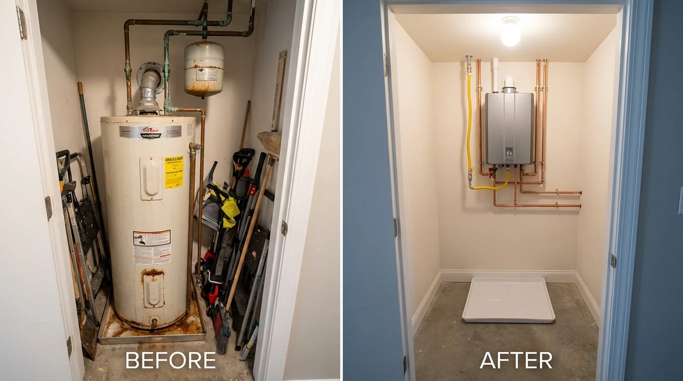 Tank water heater versus wall-mounted tankless unit comparison for Buffalo, MO homeowners